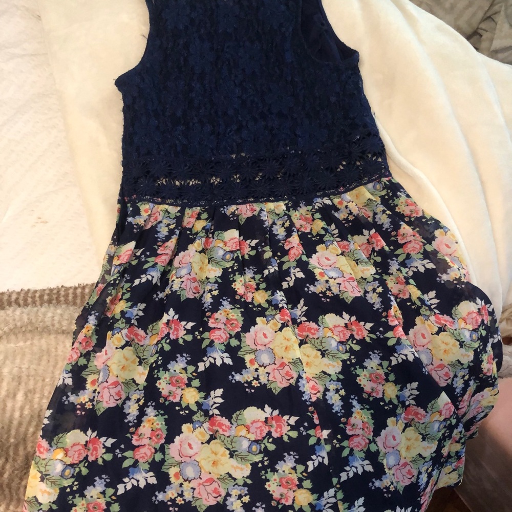 Blue, floral dress